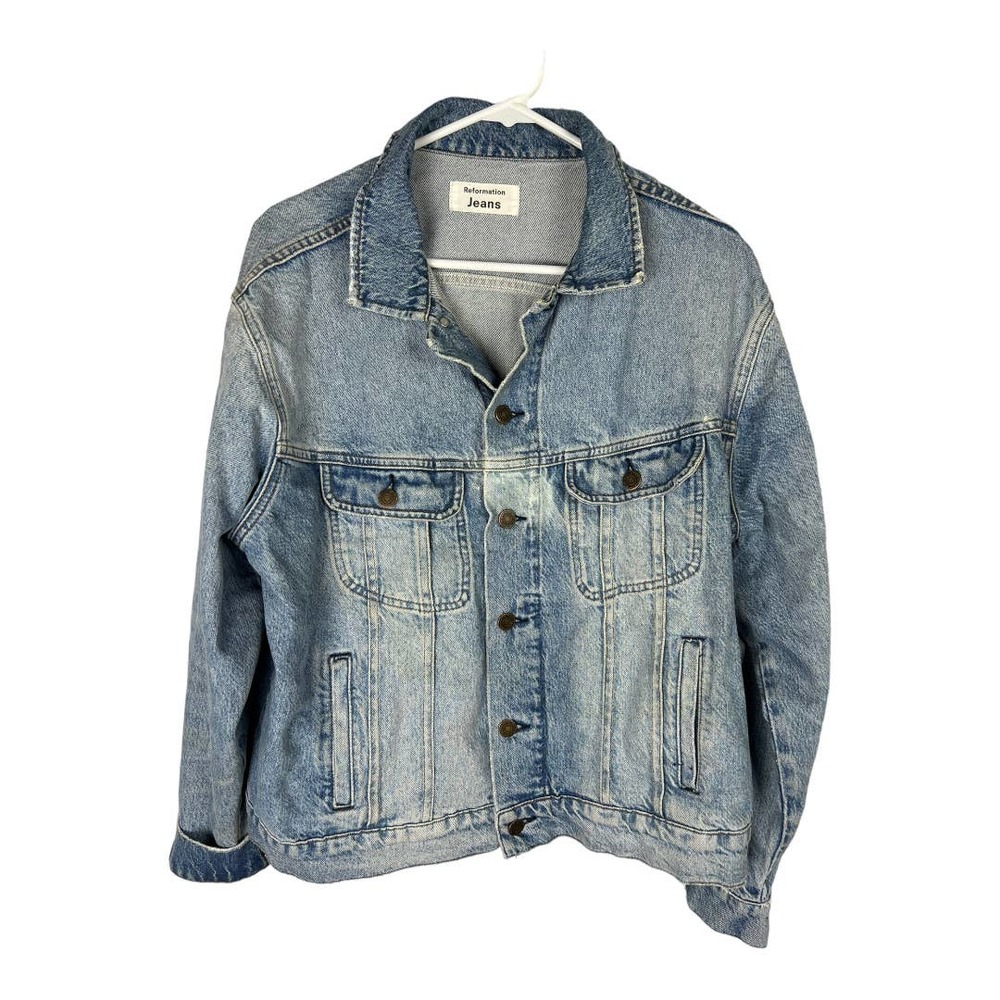 Reformation Jean Jacket sz Large Denim Coat Neutral Blue